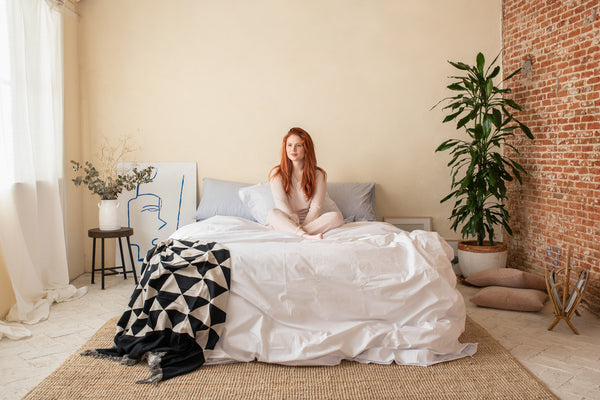 415 Thread Count Percale Bed Sheet Set | Nautical Stripe Blue