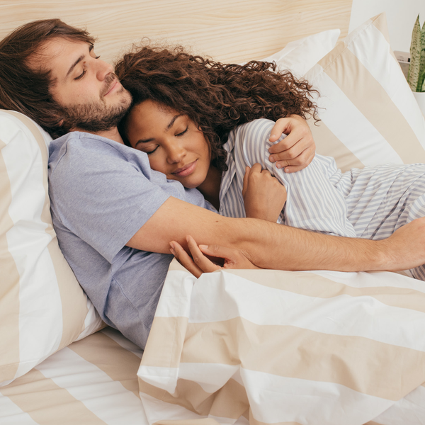 415 Thread Count Percale Bed Sheet Set | Wide Stripe Latte