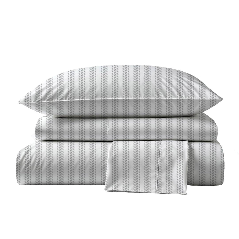 415 Thread Count Percale Bed Sheet Set | Nautical Stripe Grey