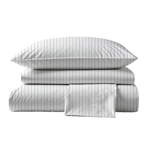 415 Thread Count Percale Bed Sheet Set | Pinstripe White