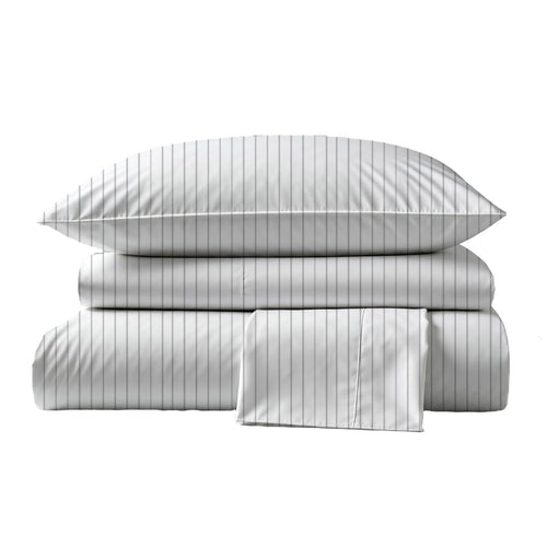 415 Thread Count Percale Bed Sheet Set | Pinstripe White
