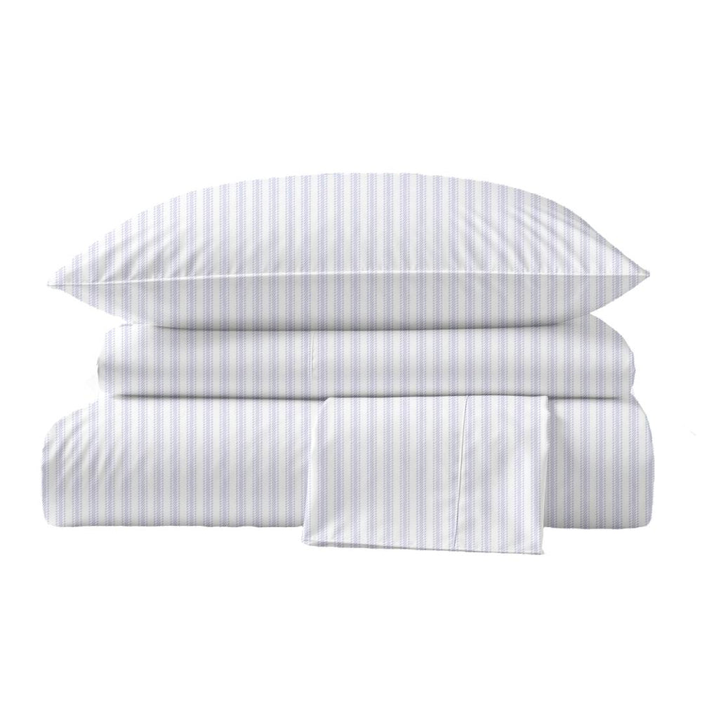 415 Thread Count Percale Bed Sheet Set | Nautical Stripe Blue