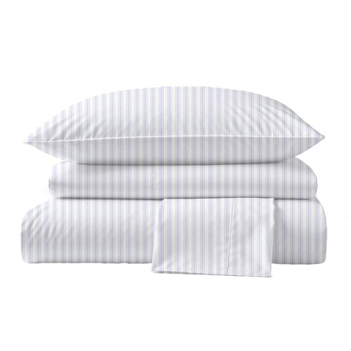 415 Thread Count Percale Bed Sheet Set | Nautical Stripe Blue
