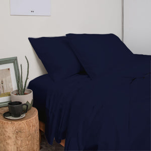 285 Thread Count Percale Bed Sheet Set | Midnight Blue