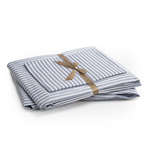 415 Thread Count Percale Bed Sheet Set | Nautical Stripe Blue
