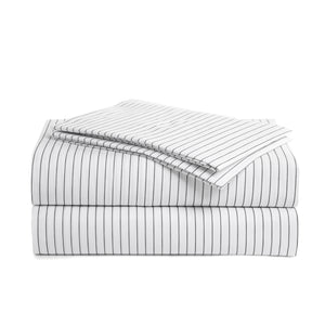 415 Thread Count Percale Bed Sheet Set | Pinstripe White