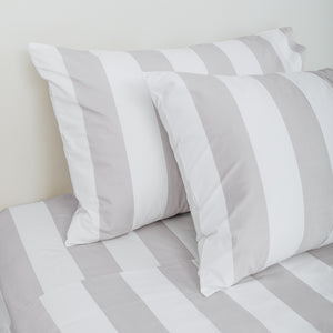 415 Thread Count Percale Pillowcase Set | Wide Stripe Grey