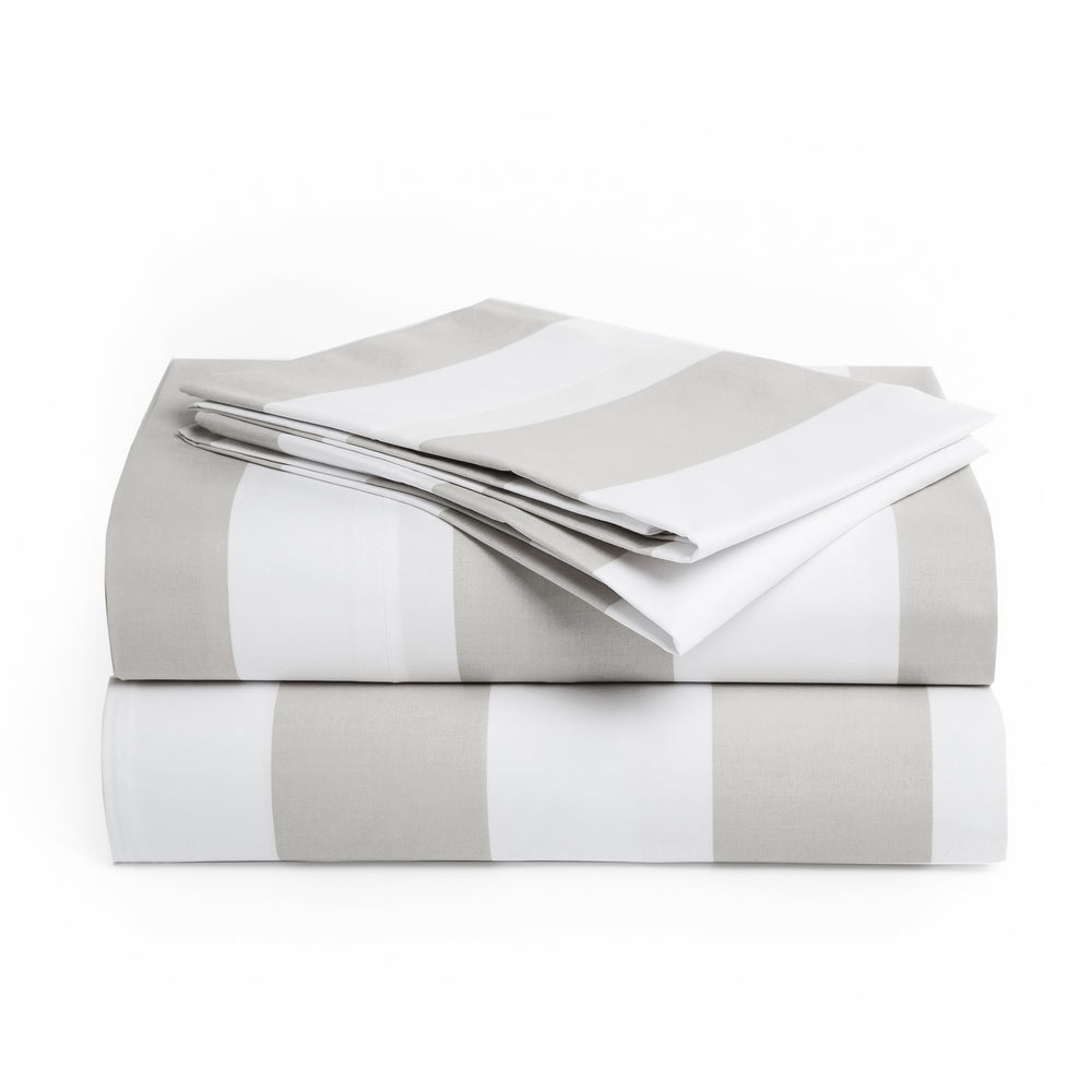 415 Thread Count Percale Bed Sheet Set | Wide Stripe Slate