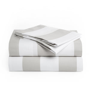 415 Thread Count Percale Bed Sheet Set | Wide Stripe Slate