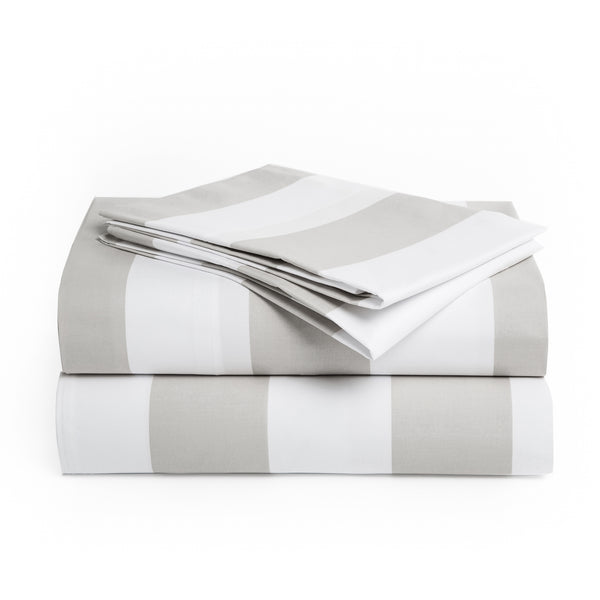 415 Thread Count Percale Bed Sheet Set | Wide Stripe Slate