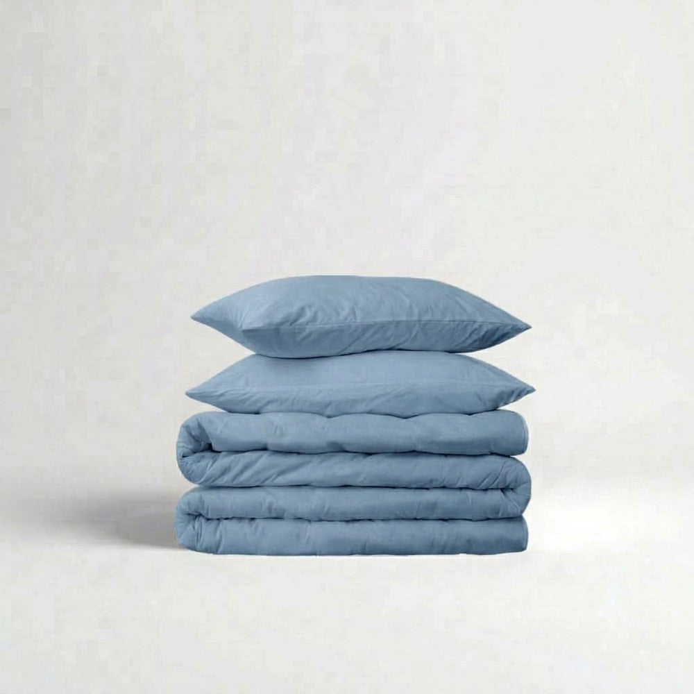 415 Thread Count Percale Duvet Cover Set | Light Denim