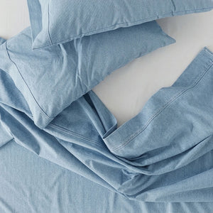 415 Thread Count Percale Bed Sheet Set | Light Denim