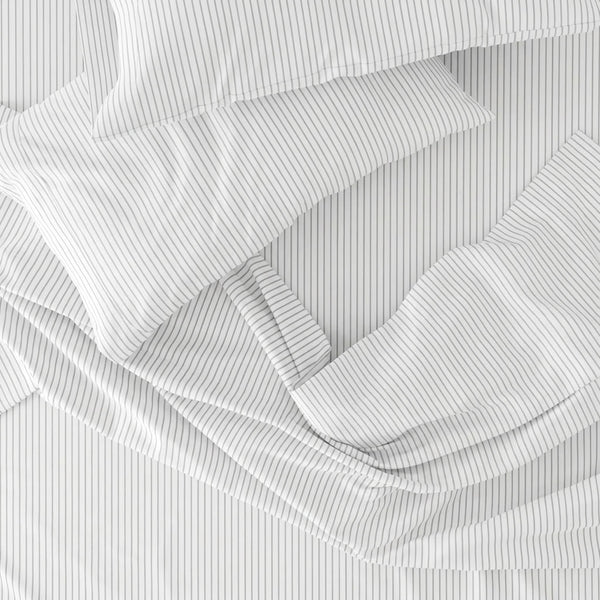 415 Thread Count Percale Bed Sheet Set | Pinstripe White