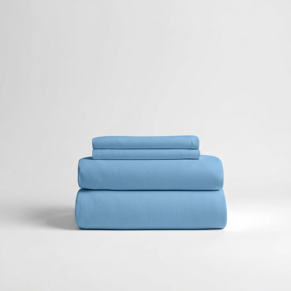 285 Thread Count Percale Bed Sheet Set | Sky Blue