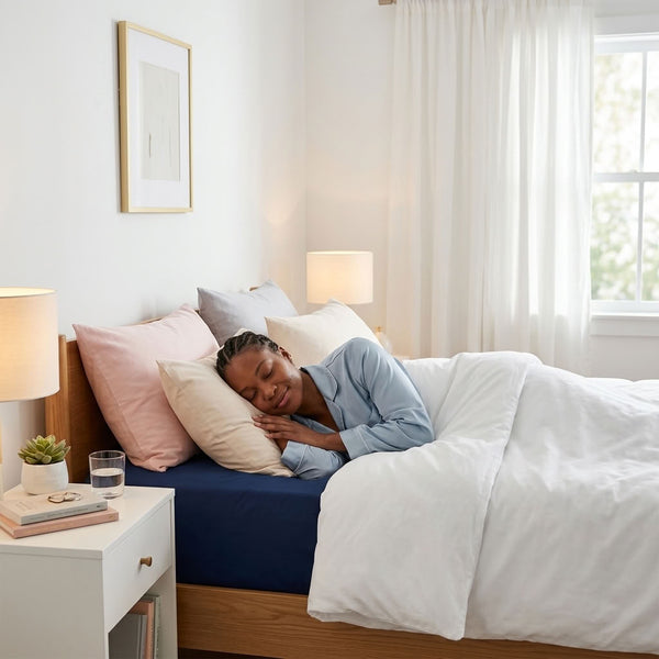 285 Thread Count Percale Bed Sheet Set | Navy Blue