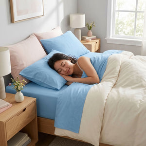 285 Thread Count Percale Bed Sheet Set | Sky Blue