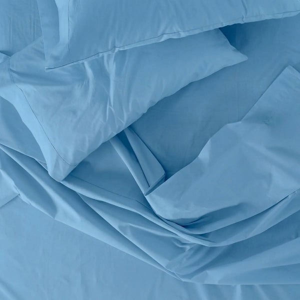 285 Thread Count Percale Bed Sheet Set | Sky Blue