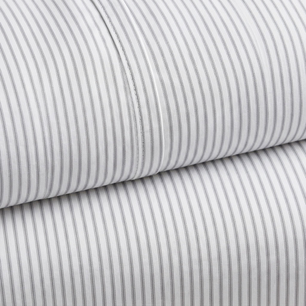 415 Thread Count Percale Bed Sheet Set | Pinstripe White