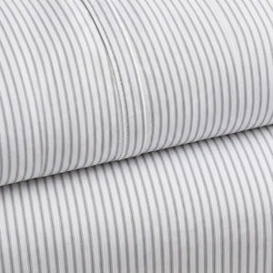 415 Thread Count Percale Bed Sheet Set | Pinstripe White