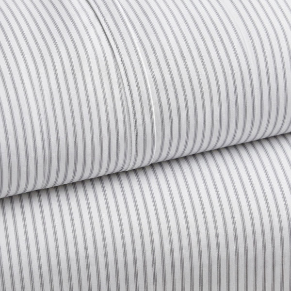 415 Thread Count Percale Bed Sheet Set | Pinstripe White