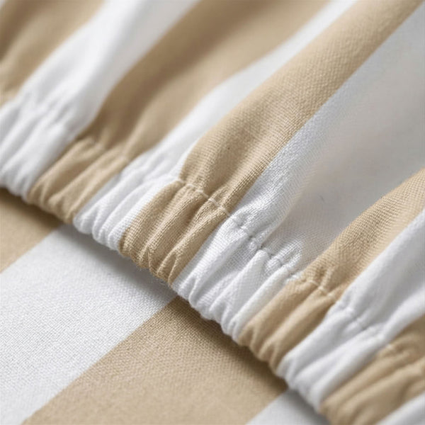 415 Thread Count Percale Bed Sheet Set | Wide Stripe Latte