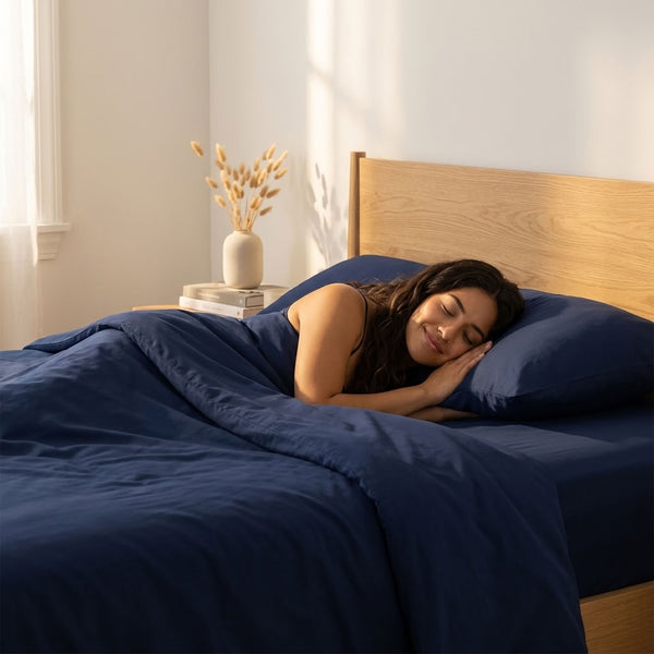 285 Thread Count Percale Bed Sheet Set | Navy Blue