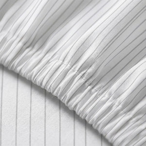 415 Thread Count Percale Bed Sheet Set | Pinstripe White
