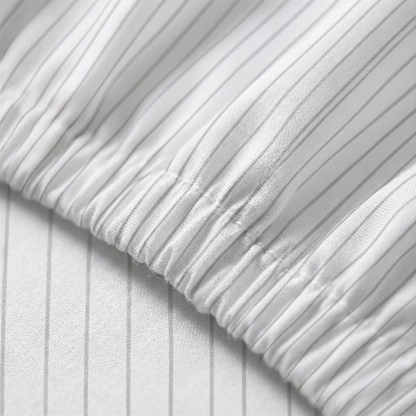415 Thread Count Percale Bed Sheet Set | Pinstripe White