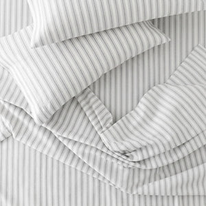 415 Thread Count Percale Bed Sheet Set | Nautical Stripe Grey