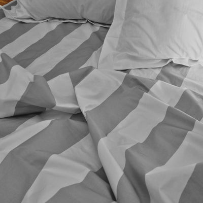 415 Thread Count Percale Bed Sheet Set | Bold Stripe Slate