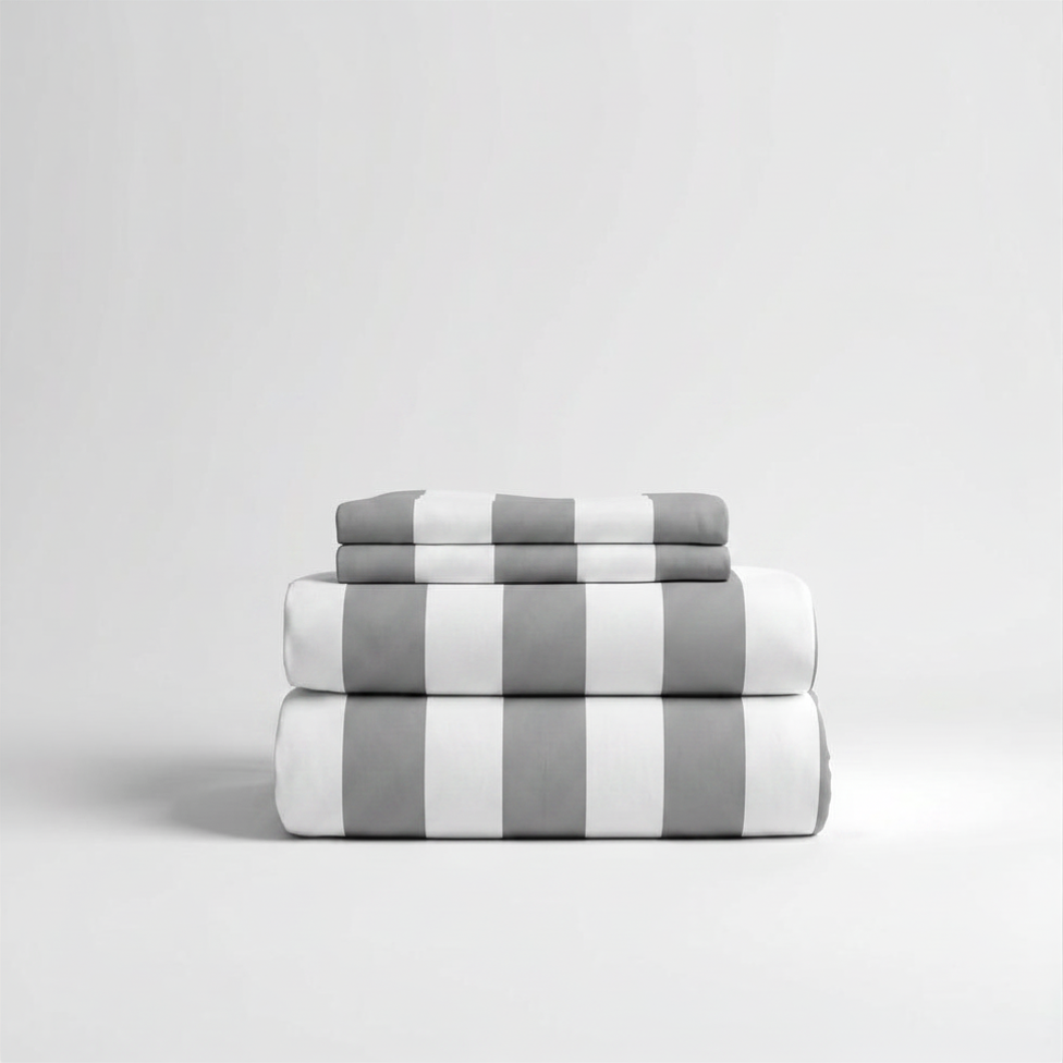 415 Thread Count Percale Bed Sheet Set | Wide Stripe Slate