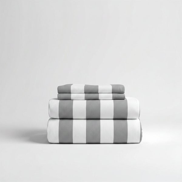 415 Thread Count Percale Bed Sheet Set | Wide Stripe Slate
