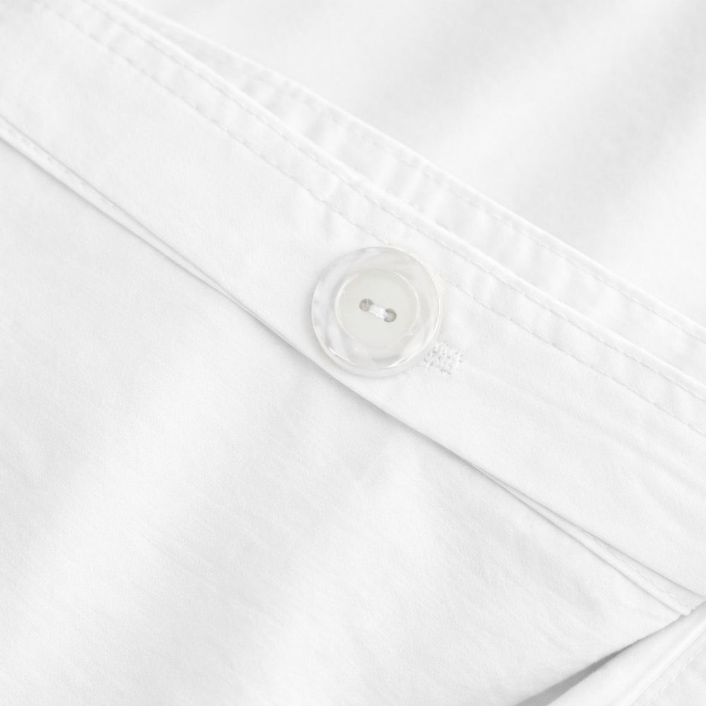 285 Thread Count Percale Duvet Cover Set with Buttons  | White