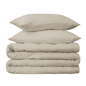415 Thread Count Percale Duvet Cover Set with Buttons  | Latte