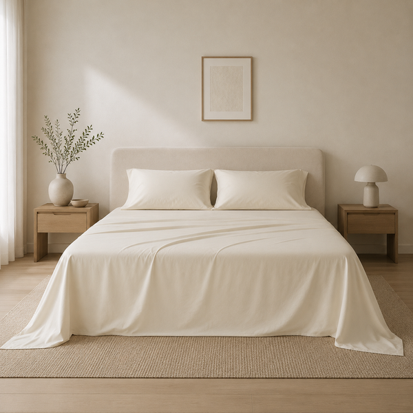 600 Thread Count Sateen Bed Sheet Set | Ivory