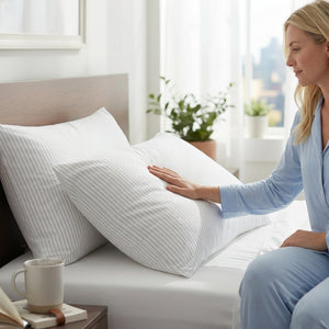 415 Thread Count Percale Pillowcase Set | Pinstripe White