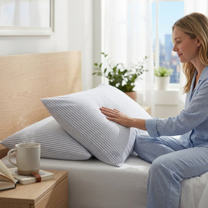 415 Thread Count Percale Pillowcase Set | Nautical Stripe Blue