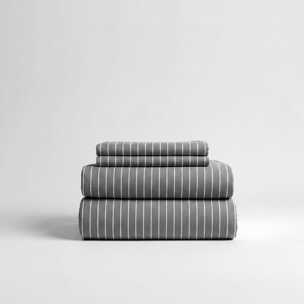 415 Thread Count Percale Bed Sheet Set | Pinstripe Grey