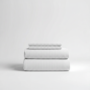 415 Thread Count Percale Bed Sheet Set | Pinstripe White