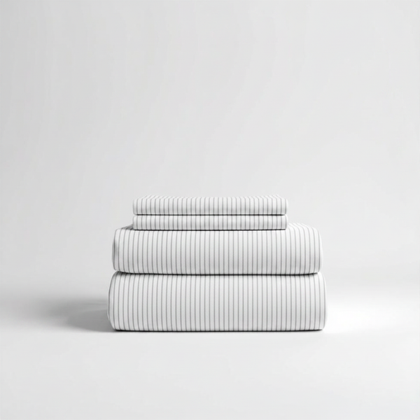 415 Thread Count Percale Bed Sheet Set | Pinstripe White
