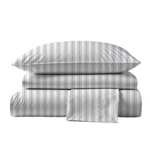 415 Thread Count Percale Bed Sheet Set | Nautical Stripe Grey