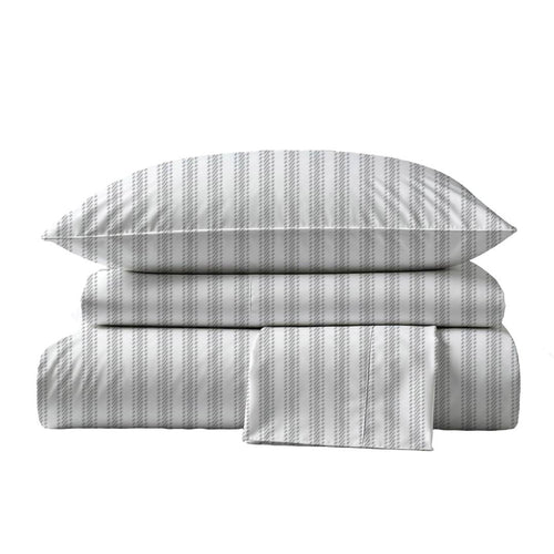415 Thread Count Percale Bed Sheet Set | Nautical Stripe Grey