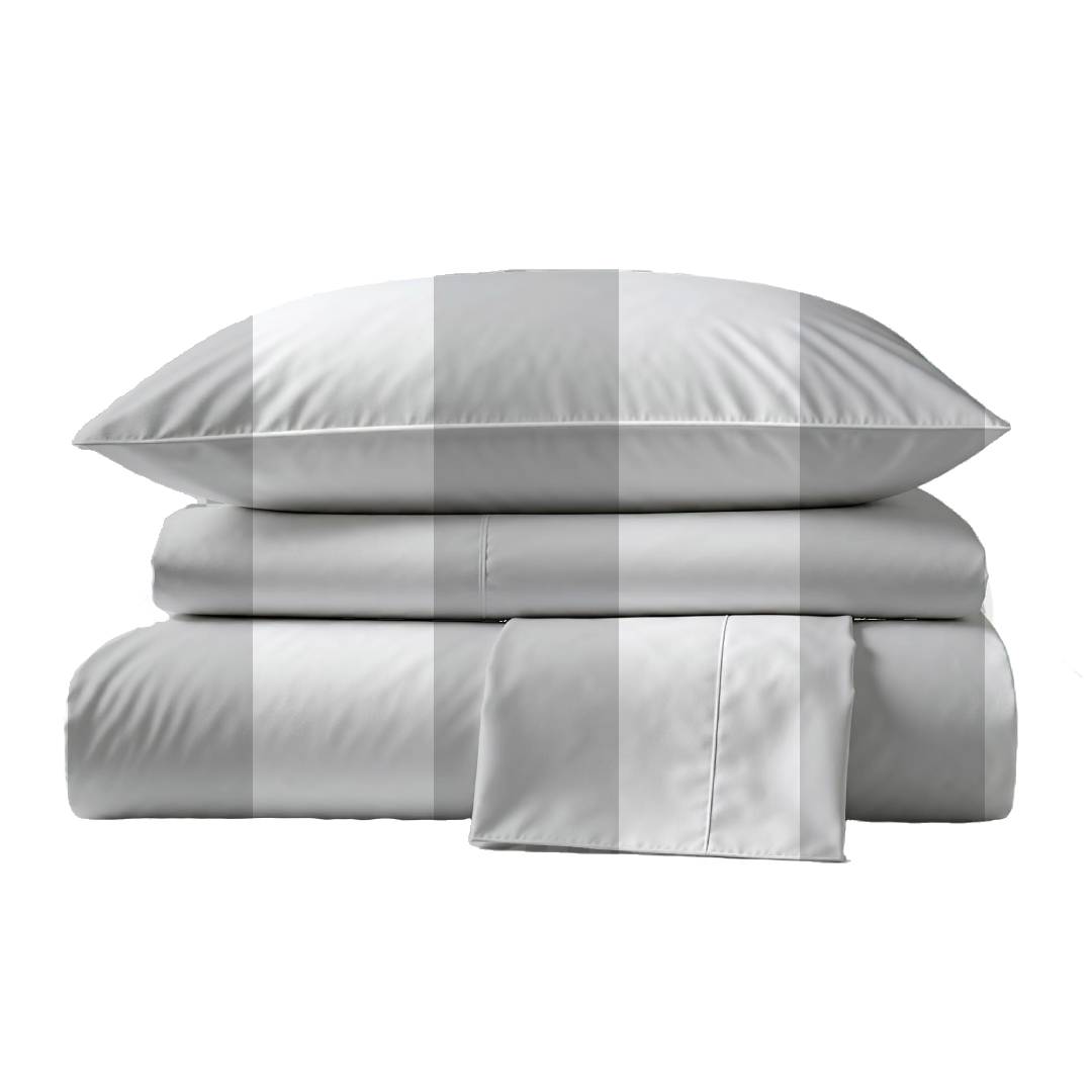 415 Thread Count Percale Bed Sheet Set | Bold Stripe Slate