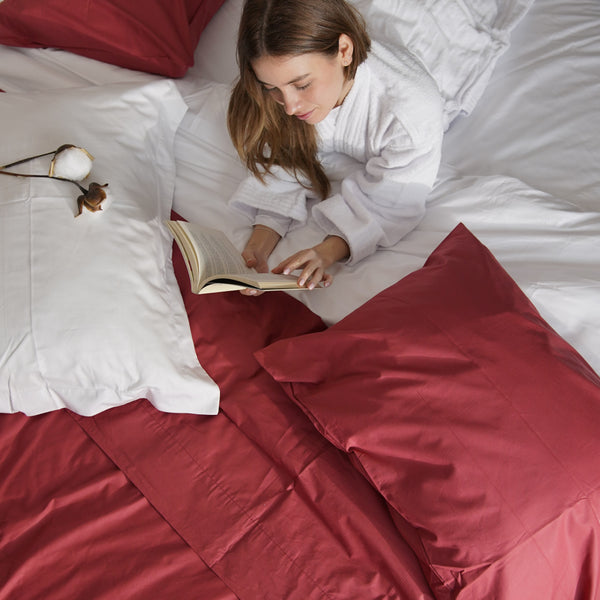 415 Thread Count Percale Bed Sheet Set | Burgundy