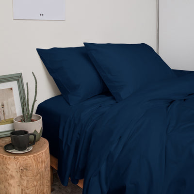 285 Thread Count Percale Bed Sheet Set | Navy Blue