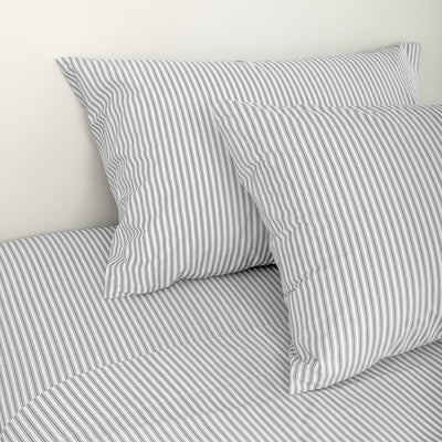 415 Thread Count Percale Pillowcase Set | Nautical Stripe Grey