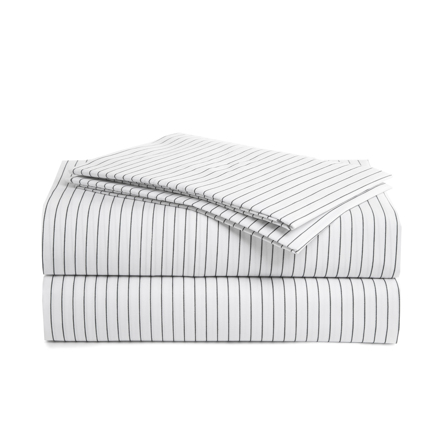 415 Thread Count Percale Bed Sheet Set | Pinstripe White