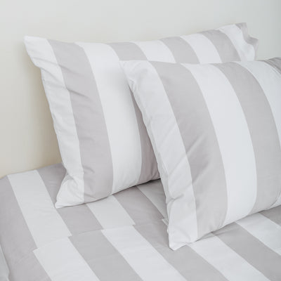 415 Thread Count Percale Pillowcase Set | Bold Stripe Grey