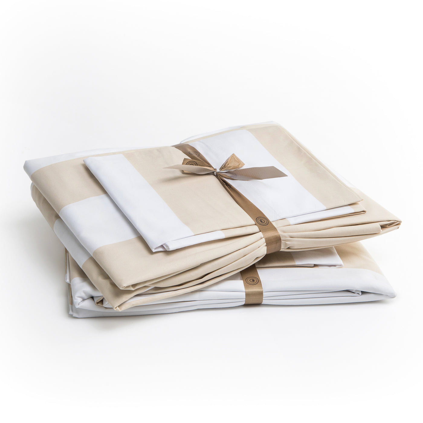 415 Thread Count Percale Bed Sheet Set | Wide Stripe Latte