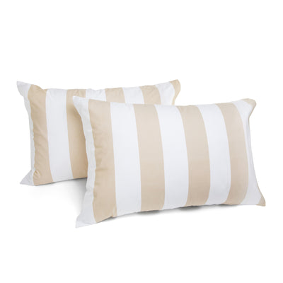 415 Thread Count Percale Pillowcase Set | Bold Stripe Latte